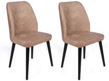 Ēdamistabas krēsls Kalune Design Dallas 523 V2 974NMB1654, matēts, melna/gaiši brūna, 49 cm x 50 cm x 90 cm, 2 gab.