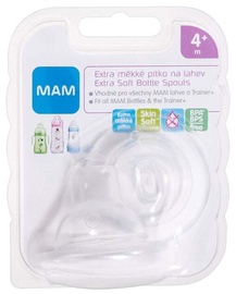 Пустышка для бутылочки Mam Extra Soft, 4 мес., прозрачный, 2 шт.