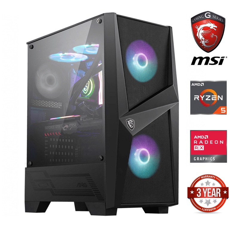 Стационарный компьютер Mdata Gaming 80301388 Ryzen 5 5600G 16GB 1TB SSD 2TB HDD RX580 8GB NoOs