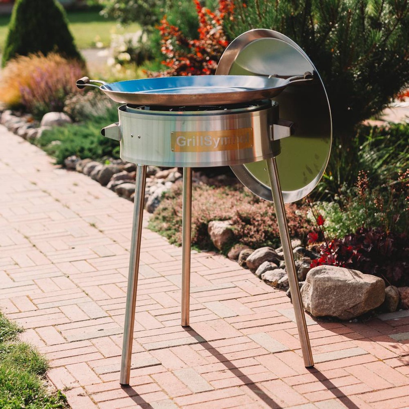 Paella valmistamise grillikomplekt GrillSymbol Pro-580 Inox, 58 cm x 58 cm