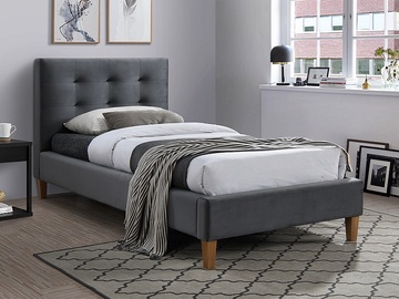 Кровать Texas Velvet Bluvel 14, 90 x 200 cm, серый, с решеткой