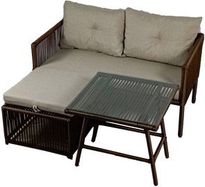 Комплект уличной мебели Floriane Garden Shangai 8 134JML1217, темно коричневый, 3 места