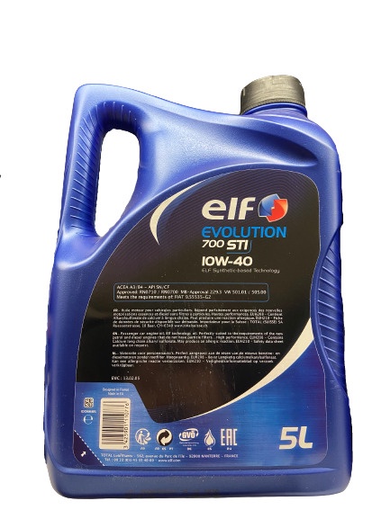 Машинное масло Elf 10W - 40, полусинтетическое, для легкового автомобиля, 5 л