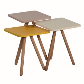 Набор журнальных столиков Kalune Design Bahar2K, коричневый/желтый/кремовый, 340 мм x 340 мм x 410 - 490 мм