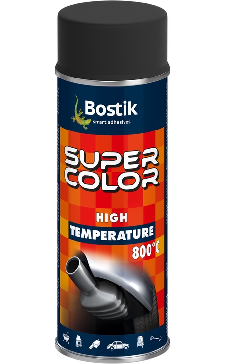 Aerosoolvärv Bostik Super Color High Temperature, kuumuskindel, antratsiit, 0.4 l