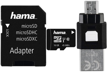 Hama 16GB microSDHC UHS-I Class 10 + SD Adapter + OTG Adapter