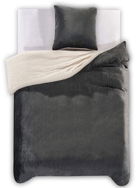 DecoKing Teddy Bedding Set Charcoal 200x220/80x80 2pcs
