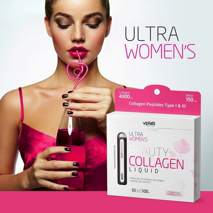 Pārtikas piedeva VPLab Ultra Women’s Beauty Liquid Collagen, 0.1 l x 10