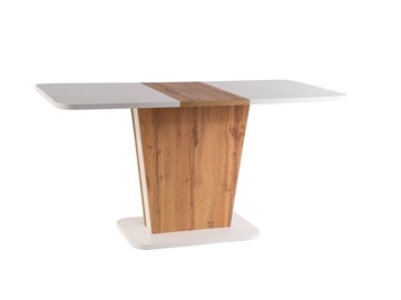 Pusdienu galds Signal Meble Calipso Extendable Table White Matt/Wotan Oak, 1100x680x760 mm