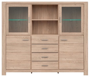 Black Red White Luttich Showcase 169x146cm Oak
