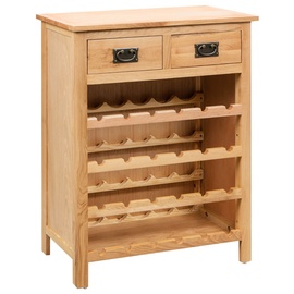 Pudeliriiul VLX Wine Solid Oak Wood, pruun, 720 mm x 320 mm x 900 mm