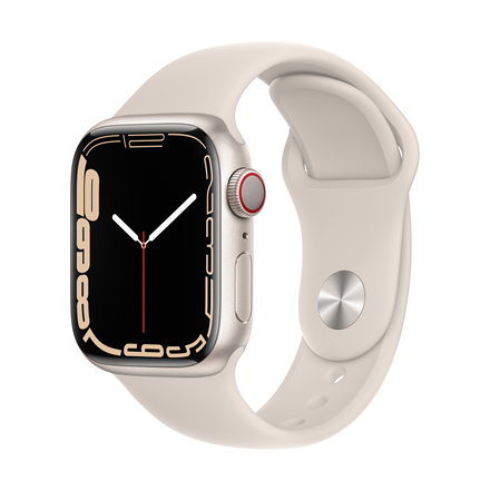 Nutikell Apple Watch Series 7 GPS + Cellular, 41mm Starlight Aluminium Case with Starlight Sport Band - Regular, beež