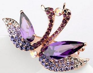Vincento Two Swans Brooch With Swarovski Elements CD-1045