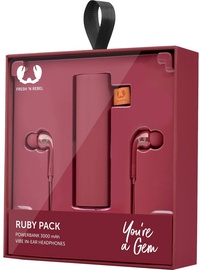 Ausinės Fresh 'n Rebel Vibe Powerbank 3000mAh Ruby