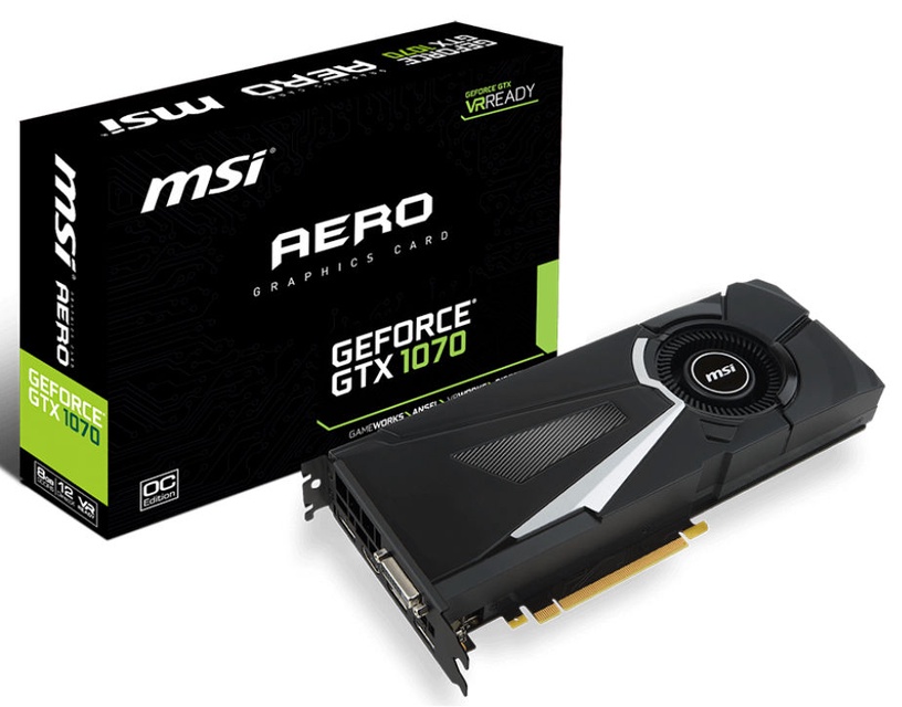 Vaizdo plokštė MSI GeForce GTX 1070 AERO 8G OC, 8 GB, GDDR5