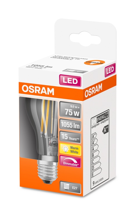 Лампочка Osram LED, A60, теплый белый, E27, 9 Вт, 1055 лм