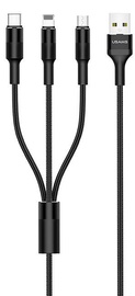 Usams U5 Wire 3in1 USB To Micro USB/Apple Lighting/Type-C Cable 1.5m Black