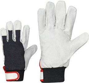 Рабочие перчатки кожаные Artmas 11, хлопок/натуральная кожа, белый/черный, 11, 12 шт.