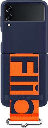 Чехол для телефона Samsung Silicone Cover for Galaxy Flip 3 with Strap navy, Samsung Galaxy Z Flip3, синий