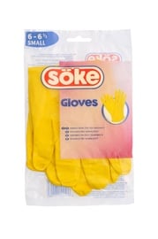 Перчатки резиновые Söke, резина/латекс, желтый, S, 2 шт.