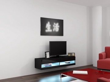 TV galds Cama Meble Vigo New 140, melna, 140 cm x 30 cm x 140 cm