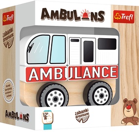 Bērnu rotaļu mašīnīte Trefl Wooden Ambulance 61000, brūna/balta/melna
