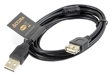 Laidas Accura ACC2117 USB 2.0 A male, USB 2.0 A female, 1.8 m, juoda