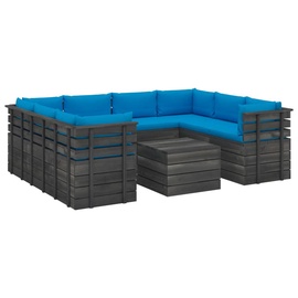 Välimööbli komplekt VLX 9 Piece Pallet Lounge Set With Cushions, sinine/hall, 8 istekohta
