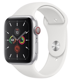 Apple Watch Series 5 44mm Silver Aluminum Case with White Band Cellular
