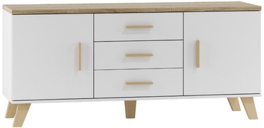 TV galds Cama Meble Lotta 150 2D3S, balta/ozola, 1500x450x690 mm