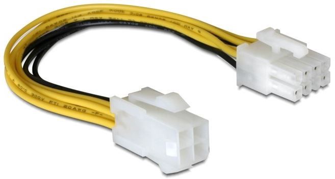 Laidas Delock EPS / ATX/P4 EPS 8 pin, ATX/P4 4 pin, 0.15 m, juoda/geltona