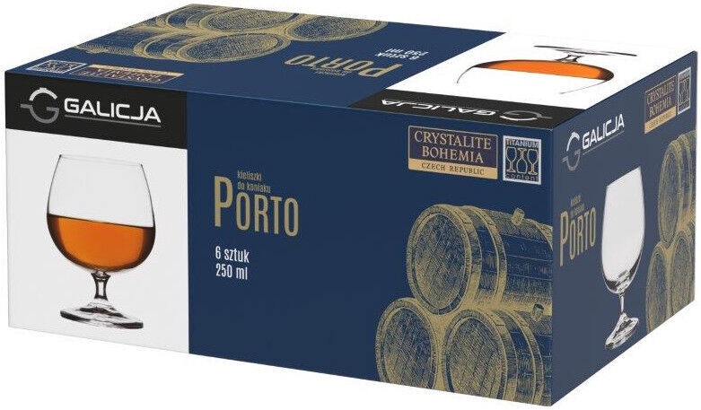 Konjakiklaaside kompelkt Galicja Porto, klaas, 0.25 l, 6 tk
