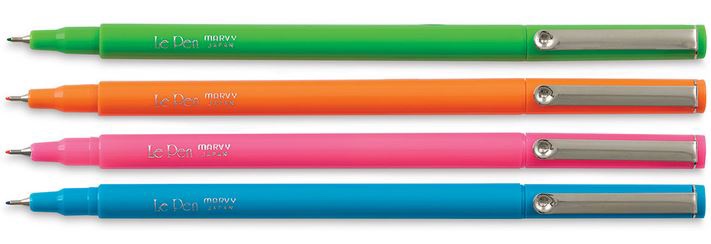Ручка Marvy Le Pen, синий/зеленый/oранжевый/розовый, 4 шт.