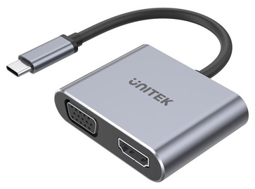 Адаптер Unitek USB-C to HDMI / VGA USB-C male, HDMI / VGA female, серый