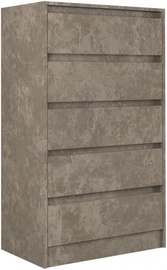 Top E Shop Karo K5 Chest of 5 Drawers Concrete