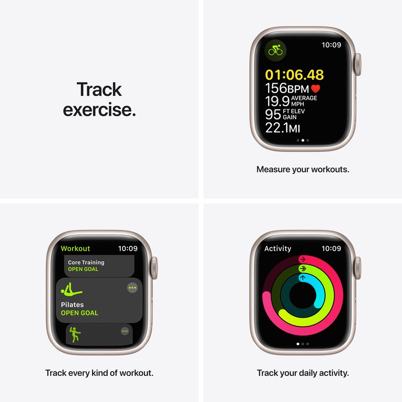Nutikell Apple Watch Series 7 GPS + Cellular, 41mm Starlight Aluminium Case with Starlight Sport Band - Regular, beež