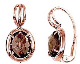 Diamond Sky Gold Earrings With Smoky Quartz Diana IV