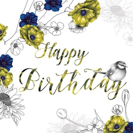 Clear Creations Royal Blue & Mustard Birthday Card CL1410
