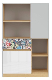 Black Red White Nandu Shelf 79.5x126x39cm Gray/Oak/White/Sticker