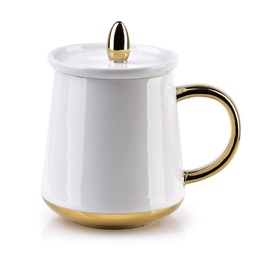 Mondex Basanti Cup With Lid 380ml White/Gold