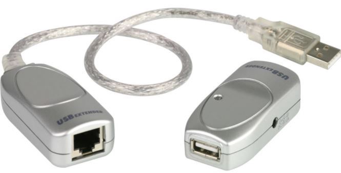 Адаптер Aten Cat 5 Extender USB male / USB female, RJ-45 male, серебристый