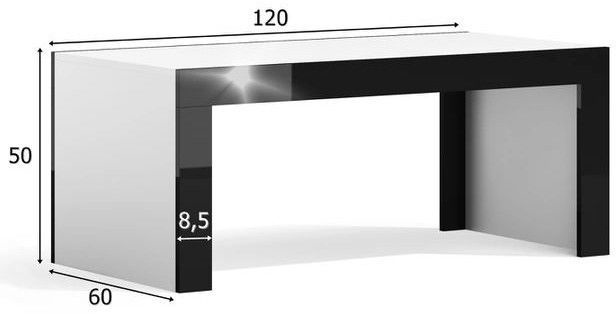 Žurnalinis staliukas Pro Meble Milano, baltas/juodas, 120 cm x 60 cm x 50 cm