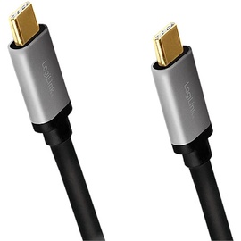 Kabelis Logilink USB 3.2 USB C male, USB C male, 1 m, juoda/pilka