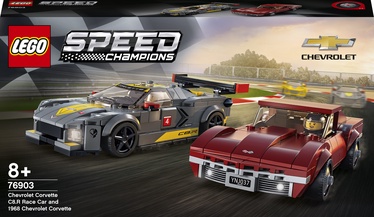 Konstruktor LEGO Speed Champions Võidusõiduauto Chevrolet Corvette C8.R ja 1968. a Chevrolet Corvette 76903, 512 tk