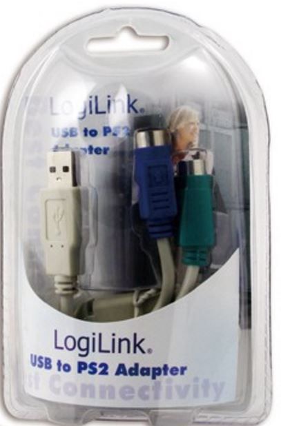 Adapteris Logilink USB 2.0 A male, Mini-DIN 6-pin female x 2, 0.2 m