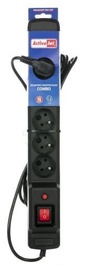ActiveJet Surge Protector 6 Outlet Black 2.5m