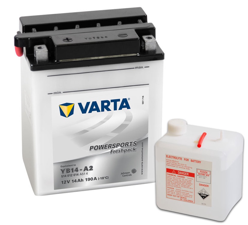 Akumuliatorius Varta Powersports Freshpack SLI YB14-A2, 12 V, 14 Ah, 190 A