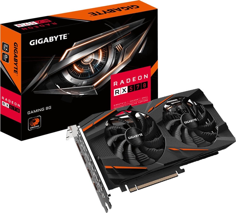 Видеокарта Gigabyte Radeon RX 570 GV-RX570GAMING-8GDV2.0, 8 ГБ, GDDR5 -  K-rauta