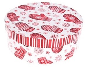 Подарочная коробка Round Box with Gloves, белый/красный