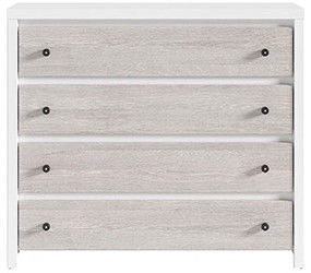 Black Red White Chest of 4 Drawers Karet Beige